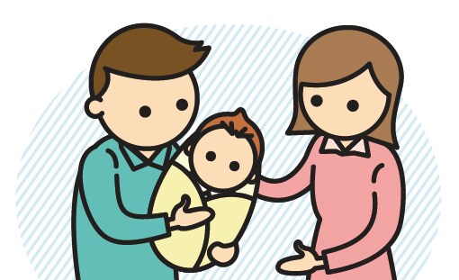 両親と赤ちゃんのイラスト
